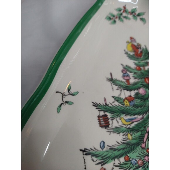 Spode Christmas Tree Plate 11" Triangle Serving Platter Dish Tray England - Picture 7 of 13